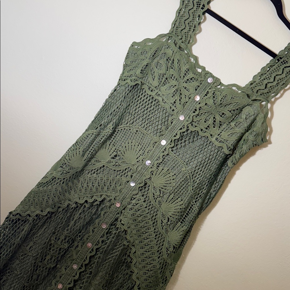Farm Rio XL Green Nautical Guipure Maxi Dress - Picture 6 of 10